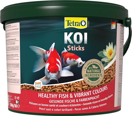 Tetra Pond Koi Sticks – Farbenprächtiges Koi-Futter für verbesserte Wasserqualität – Ideal für Liebhaber exotischer Fische – 10 L Eimer für langanhaltende Freude am Teich