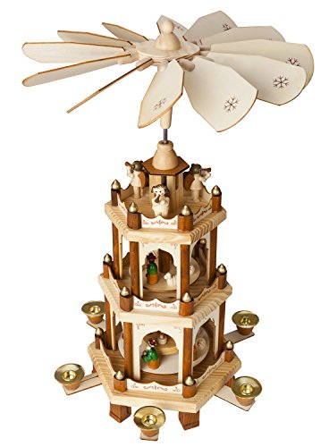 Feiern Sie die Weihnachtszeit mit Stil – BRUBAKER Weihnachtspyramide Holzpyramide! Handbemalte Figuren in 3 Etagen sorgen für festliche Stimmung. Perfekt für alle Weihnachtsliebhaber!