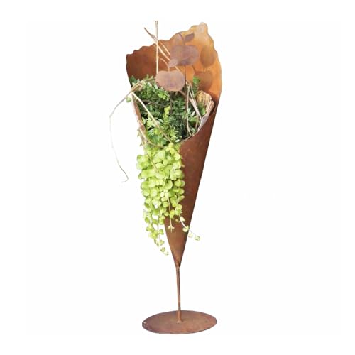 Frischen Sie Ihren Garten auf – Rostikale Metall Pflanztüte für Garten – Vintage Deko für Gartenliebhaber – 80 cm Gartendeko für ein charmantes Ambiente im Wohnzimmer.