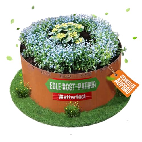 Hochbeet aus Cortenstahl – Langlebig und stilvoll – Für passionierte Gärtner und Gartenliebhaber – Rundes Pflanzbeet für eine ansprechende und funktionale Gartengestaltung.