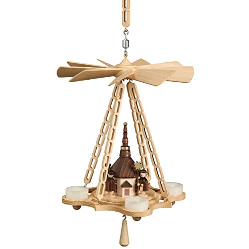 Erzgebirgische Handwerkskunst - Traditionelle Deckenpyramide - Perfekt für Weihnachtsliebhaber. Entdecken Sie die Schönheit der Seiffener Kirche in Ihrer eigenen Stube mit dieser einzigartigen Hängepyramide.