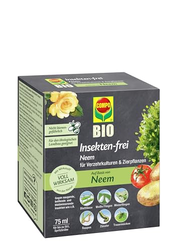 Insekten adé! Kompo Bio Insekten-frei Neem sorgt für schädlingsfreie Zierpflanzen, Kartoffeln, Gemüse und Kräuter auf 300m². Natürliche Bekämpfung für Gartenliebhaber und Umweltbewusste.