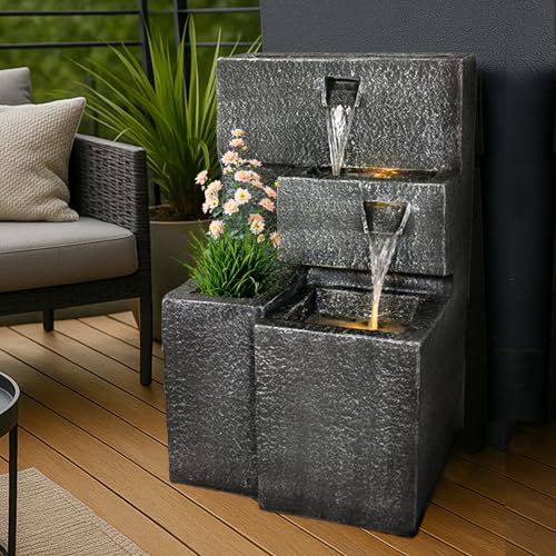 Gartenbrunnen – Bepflanzbar mit LED Beleuchtung – Entspannungsoase für Ihren Garten. Perfekt für Outdoor-Fans und Naturliebhaber, die eine harmonische Atmosphäre schaffen möchten.