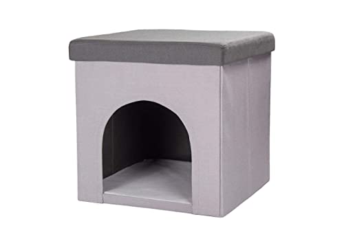 Gemütliche Rückzugsmöglichkeit für deine pelzigen Freunde – SunnyDogs Hundehöhle: 50x50x50cm, grau, faltbar, vielseitig, für Katzen und Hunde, ideal für entspannte Stunden zuhause.