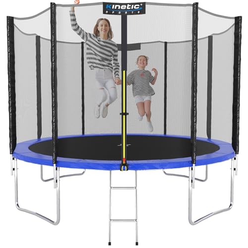 KINETIC SPORTS Trampolin Outdoor Salto - Springen wie die Profis! Perfektes Kindertrampolin Set mit Leiter, Sicherheitsnetz, Randpolster und hochwertigem Sprungtuch für maximalen Spaß im Garten. Bis zu 160kg belastbar!