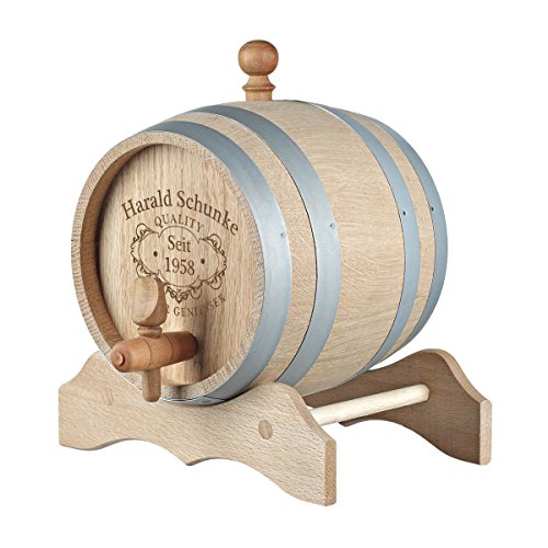 Personalisiertes 1 Liter Holzfass mit Namens-Gravur – Einzigartige Geschenkidee zum Geburtstag – Eichen-Fass für Whisky oder Wein – Perfekt für Whisky-Liebhaber und Genießer geeignet.