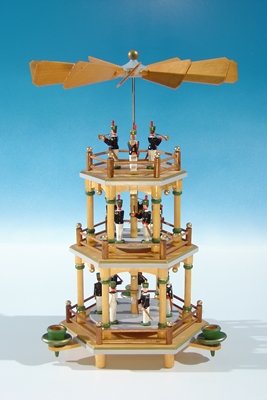 Weihnachtspyramide – Traditioneller Bergmannsaufzug – Perfekte Tischdekoration für die Feiertage – Hochwertige Holzpyramide – Ideales Geschenk für Weihnachtsliebhaber – Handgefertigte Dekoration mit Lichtern.