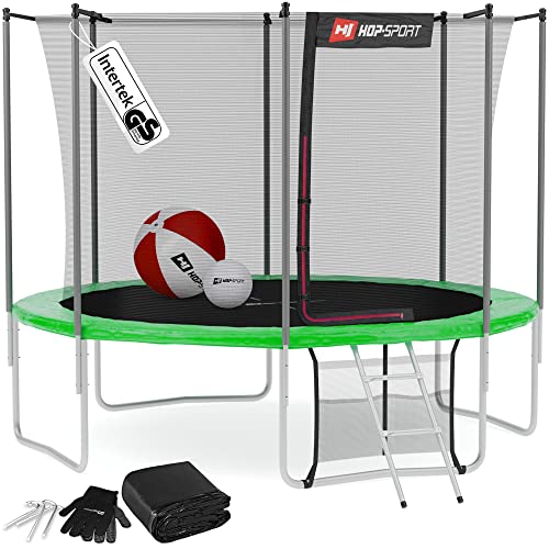 Spring dich fit und glücklich! Hop-Sport Trampolin Outdoor Ø 305 cm – Das perfekte Gartentrampolin Komplettset für aktive Familien mit extra Stabilität und Sicherheit. Jetzt in grün erhältlich!