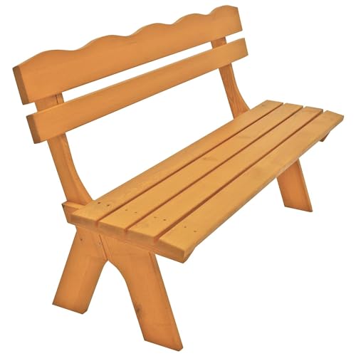 Gemütliche Sitzgelegenheit für Ihren Garten – Langlebige DEGAMO Gartenbank Freital – Ideal für entspannte Stunden im Freien – Perfekt für Familien, Paare und Outdoor-Liebhaber – Aus massiver Kiefer in Hellbraun lackiert.