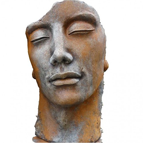 Einzigartige Männer Gesicht Rosteffekt – Dekorative Büste für stilvolle Männer – Perfekt für moderne Wohnräume und Kunstliebhaber – Handgefertigte Skulptur aus langlebigem Steinguss.