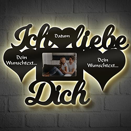Personalisierte Liebesgeschenke – Mit Namen und Gravur – Für Paare und Pärchen – Romantische Geschenkidee für Freundin, Freund, Ehepaar – Foto Bilderrahmen mit Herzen – Individuell und einzigartig.