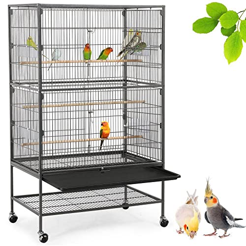 Geräumige Vogelvoliere – Ideales Zuhause für deine gefiederten Freunde – Perfekt für Vogelhalter – Mit praktischen Details für eine einfache Reinigung und Beweglichkeit – Maße: 52 x 79 x 132 cm.