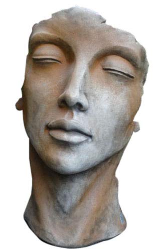 Gartenskulptur – Skulptur Portrait Gesicht Frau H50cm – Für Steinfigurenliebhaber | Rosteffekt Steinguss Steinfigur von Vidroflor + Original Pflegeanleitung von Steinfigurenwelt Giessen.