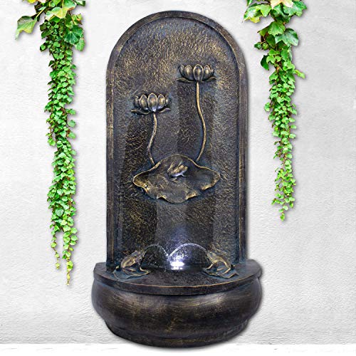 Wasserfall für Ihren Garten – Entspannende Atmosphäre mit unserem Wandbrunnen und Teichpumpe – Perfekt für Gartenteich, Terrasse und Balkon – Genießen Sie das beruhigende Wasserspiel und die schöne Gartenbeleuchtung.