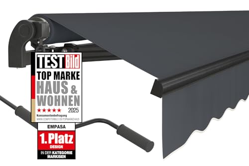Genießen Sie die Sonne in Ihrem Garten – empasa manuelle Gelenkarmmarkise! Perfekter Sonnenschutz für Ihre Terrasse. Einfache Montage, langlebiges Alu/Polyester-Material. Ideal für Outdoor-Fans und Familien.