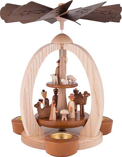 Exklusive 2-stöckige Weihnachtspyramide Christi Geburt - Handgefertigt aus 100% Erzgebirge - Perfekt für Weihnachtsliebhaber und Sammler - 28 cm Höhe - Traditionelle Handwerkskunst.