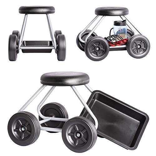 Bequemer Gartenwagen für rückenschonende Gartenarbeit – UPP Rollsitz Easy Work | 130 kg belastbar | 40 cm hoher Luftkammer-Sitz | Ideal für Garten, Haushalt & Werkstatt | 52 x 40 x 41 cm