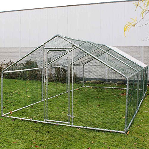 Großes Freilaufgehege mit Sonnendach für Kleintiere – Sicherer Auslauf im Freien für Hühner, Hasen und mehr – Perfekt für Tierliebhaber und Hobbyzüchter im Garten