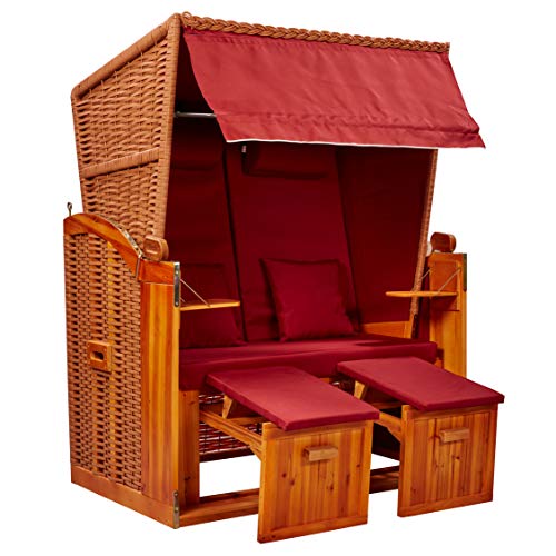 Genießen Sie den Sommer in vollen Zügen mit dem intergrill Strandschönheiten Sophia Ostsee Strandkorb! Der 2-Sitzer aus Vollholzfront kommt inklusive Schutzhülle in Beige Burgund - perfekt für Balkon, Terrasse, Wintergarten und Garten.