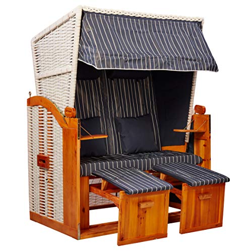 Genießen Sie den Sommer in vollen Zügen mit dem intergrill Strandschönheiten Doris Ostsee Strandkorb! Entspannen Sie im 2-Sitzer Vollholzfront Design, inklusive Schutzhülle, perfekt für Balkon, Terrasse und Garten.
