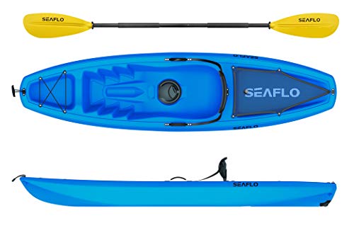Entdecken Sie das Seaflo Sit on Top Kajak in Blau – Perfekt ausgestattet mit Paddel und Angelrutenhalter für ultimatives Angelerlebnis auf dem Wasser. Ideal für Outdoor-Fans und Angelliebhaber.