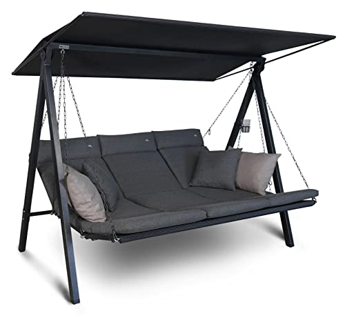 Entspannen Sie stilvoll im Garten – Die Angerer Freizeitmöbel GmbH Hollywoodschaukel Lounge Smart bietet höchsten Komfort Made in Germany. Sitz-, Liege- und Bett-Funktion in einem – für pure Entspannung.