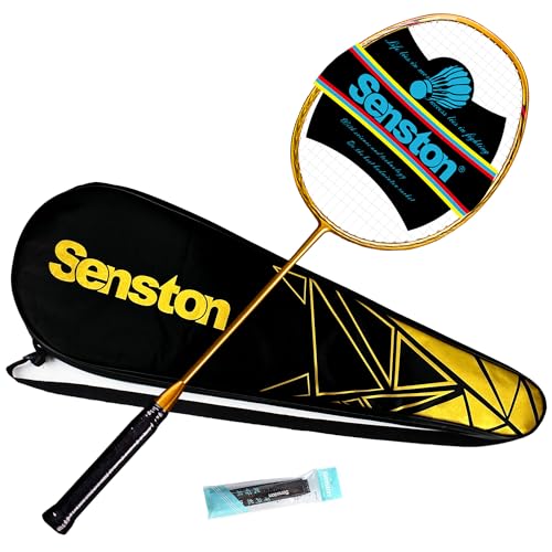 Ultraleichter Senston N80 Badmintonschläger – Kraftvolles Spiel – Perfekt für ambitionierte Spieler | Carbon-Fiber Schläger mit Schlägertasche für maximale Leistung auf dem Court.