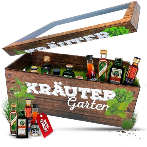 Kräutergarten für Männer: Longfair – Witziges Geschenk mit Alkohol – 8x Kräuter-Likör für Männer & Frauen – Jägermeister, Kümmerling u.v.m.