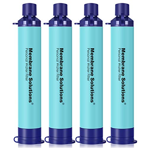 Sauberes Wasser für unterwegs – Membrane Solutions Wasserfilter Outdoor Camping | Filtert bis zu 5000 Liter Wasser, entfernt 99,99% Bakterien | Für Outdoor-Fans, Abenteurer und Camping-Enthusiasten | BPA-frei, 4er Pack