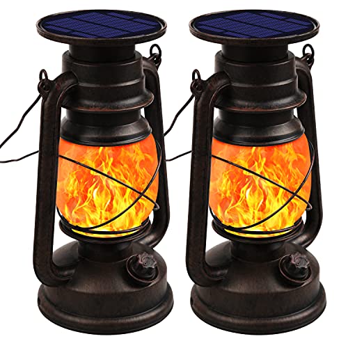 Solarlaterne – Vintage Design – Garten Dekoration mit Flammen Effekt | Für Outdoor Fans und Camping Liebhaber | Wasserdicht und langlebig IP65 – Shinmax Retro Solarlampen