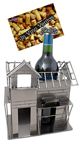 Stilvoller Weinflaschenhalter – Perfekte Deko für Richtfeste – Ideales Geschenk für Weinliebhaber. Ideal für Eltern, Freunde oder Kollegen. Hochwertiges Metall, inklusive Grußkarte für persönliche Nachrichten.