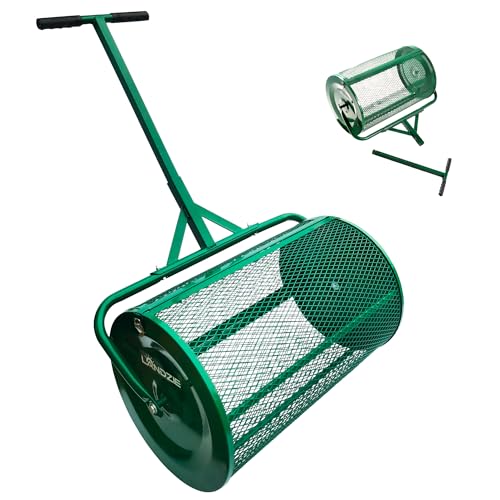 Verbessern Sie Ihren Rasen mit LANDZIE - Die innovative 61 cm große Kompost- und Torfmoos-Streuwalze! Optimal für Oberboden, Sand, Mist, Mulch und Top-Dressing. Perfekt für Rasen und Garten!
