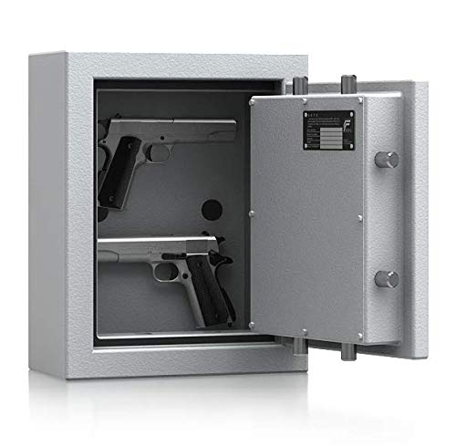 Sicherheit für Ihre Waffen: SafeHero Kurzwaffenschrank Grad 1 nach EN 1143-1 Secureo Hawk Pistol | Doppelbartschloss | H440xB330xT165 | Magnet-Waffenhalter | ECB-S Zertifikat Lichtgrau