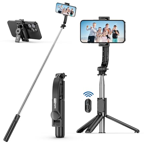 Perfekte Selfies auf Knopfdruck – Kabelloser Selfie Stick mit Fernbedienung für iPhone und Samsung – Ideal für Social Media Fans und Selfie-Liebhaber – Erweiterbar und kompatibel mit verschiedenen Smartphones.