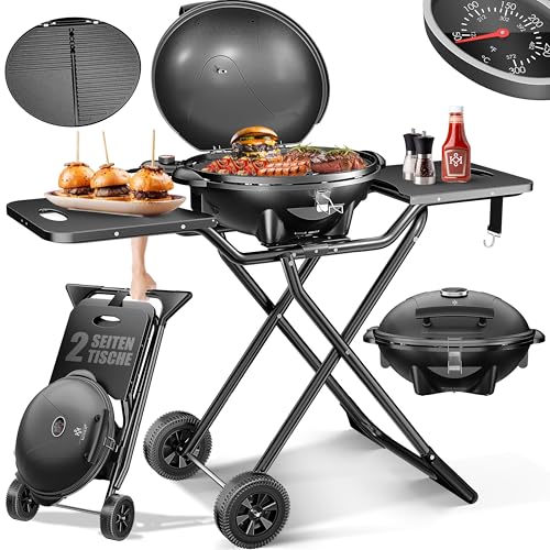Einzigartiger KESSER® Elektrogrill 2in1 für Tisch und Stand – Genießen Sie maximale Leistung und Flexibilität | Perfekt für Grillfans und Outdoor-Enthusiasten | Faltbar, mit Thermostat und Antihaftbeschichtung.