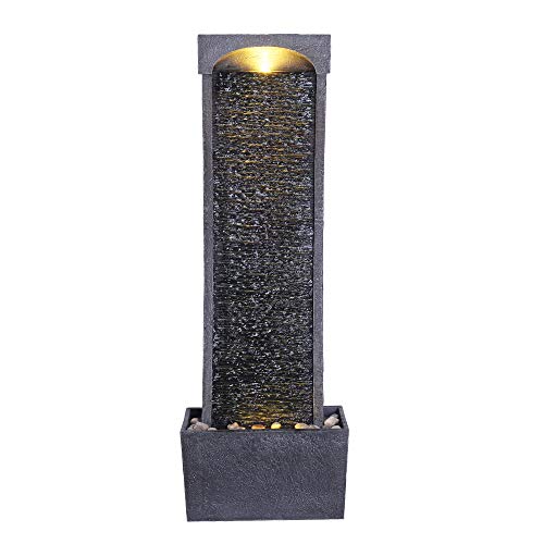 Entspannung pur – Garten Terrasse Steinbrunnen | Beruhigender gebogener Wasserfall | Für Outdoor-Fans und Naturliebhaber | 38-Zoll-Größe | Modell RJ-19048-EU | Peaktop-Qualität