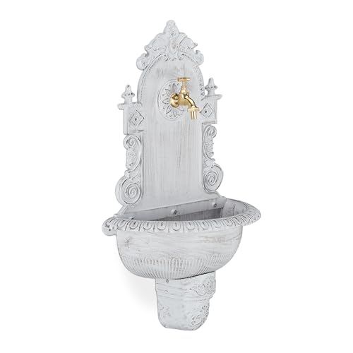 Nostalgischer XL Wandbrunnen – Entspannung im Garten – Perfekt für Vintage-Liebhaber – Mit nostalgischem Wasserhahn – Hochwertiger Aluguss – Für eine entspannte Atmosphäre im Freien.