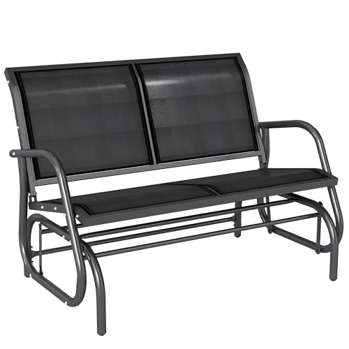 Entspannen im Garten – Robuste 2-Sitzer Schaukelbank – Perfekt für Paare – Schmiedeeisen – Schwarz – 120 x 70 x 85 cm – Ideale Gartenmöbel für gemütliche Stunden im Freien.