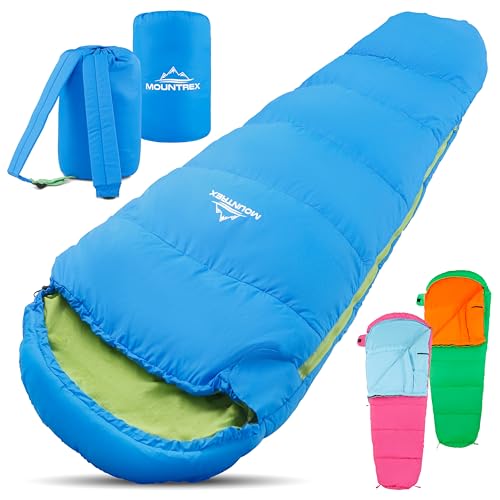 Kinderschlafsack - Tragbar wie EIN Rucksack - Schlafsack für Kinder (175 x 70 x 45 cm) - Outdoor, Reise, Zelten, Camping – Mumienschlafsack Leicht & Kompakt - 100% Baumwolle Innenfutter