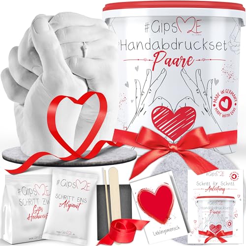 Unvergessliche Erinnerungen schaffen – GipsME - DAS ORIGINAL 3D Handabdruck Set für Paare. Perfektes Geschenk für Valentinstag, Hochzeitstag oder Jahrestag. Partner und Pärchen Geschenke für Sie und Ihn.