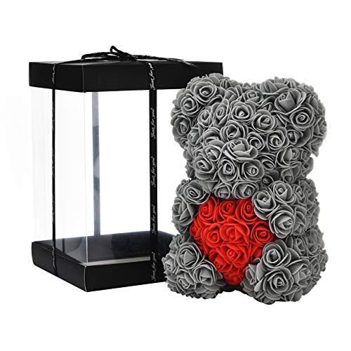 Verzaubern Sie Ihre Liebsten mit dem Rosenblumenbär - Einzigartiges Geschenk mit über 250 Blumen - Perfekt für Muttertag, Valentinstag & mehr - Inklusive klarer Geschenkbox, 10 Zoll groß!