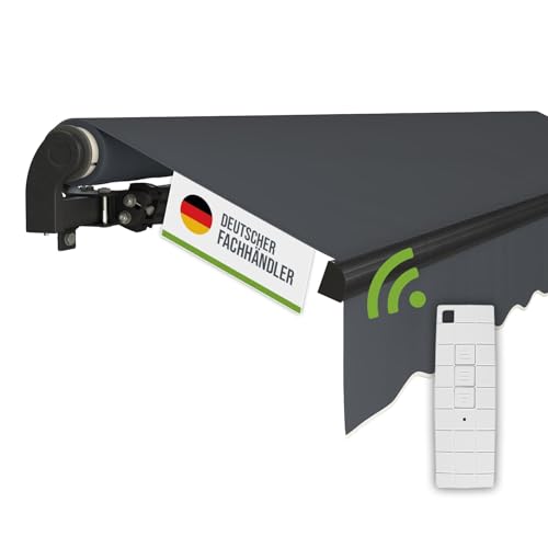 Genießen Sie den Sommer mit Stil – Die empasa Elektrische Gelenkarmmarkise 'Start Plus' bietet zuverlässigen Sonnenschutz für Ihren Outdoor-Bereich. Perfekt für Familien und Gartenliebhaber.
