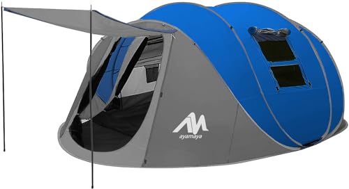 Großes Familienzelt – Wasserdicht | Perfekt für Outdoor-Abenteuer | Ideal für 4-6 Personen | Mit 5 Fenstern und Vorraum | Praktisches Pop-Up-Design für Camping, Wandern, Reisen und Picknicks.