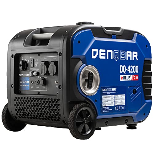 Zuverlässige Stromquelle für unterwegs – DENQBAR Inverter Stromgenerator: 4200W Leistung, superleise, tragbar mit USB Fast-Load und 4-Takt Motor – Ideal für Camping, Garage, Baustelle und Wohnmobil.