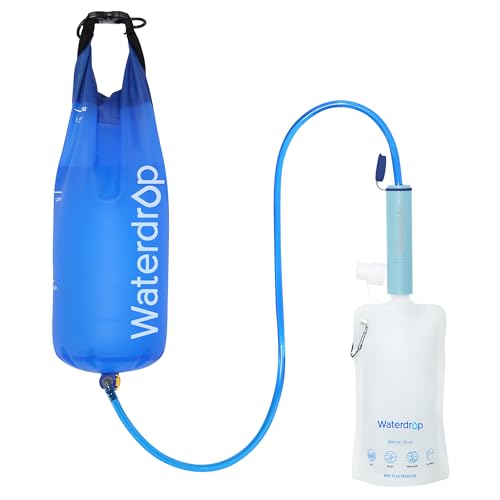 Wasserfilter für Outdoor-Abenteuer - Entfernt 99,99% aller Bakterien | Ideal für Survival, Camping und Notfälle | Perfekt für Outdoor-Enthusiasten beim Wandern, Reisen und mehr (Hellblau)