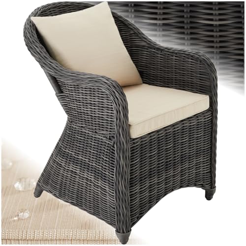Bequemer Gartenstuhl für entspannte Stunden im Freien – wetterfester Rattan Sessel mit Kissen für Garten, Balkon und Wintergarten. Genießen Sie Komfort und Stil im Freien!