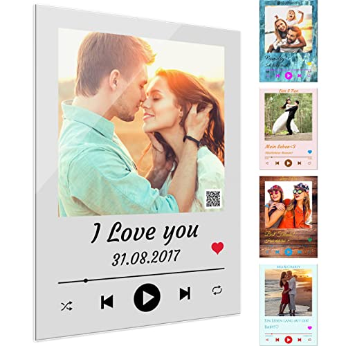Einzigartiges Geschenk für Musikliebhaber – Personalisiertes Song Cover Bild aus Glas oder Acrylglas für Frauen & Männer – Mit individuellem Foto und Text, perfekt für jeden Anlass!