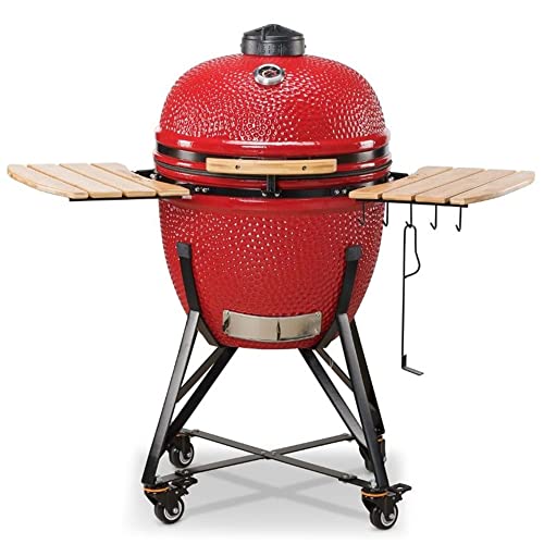 Hochwertiger Kamado Bono Grande BBQ Grill mit 6 zusätzlichen Grillzubehör – Erleben Sie perfektes Grillen im Freien – Ideal für BBQ-Liebhaber und Grillprofis – Ø 59cm, roter Keramikgrill.