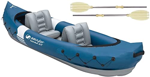 Aufblasbares Kajak für Abenteuer zu zweit – Stabiles Schlauchboot für Outdoor-Enthusiasten – Perfekt für Paddeltouren auf Seen und Flüssen – Inklusive Paddel und Gepäckbefestigungsmöglichkeiten.