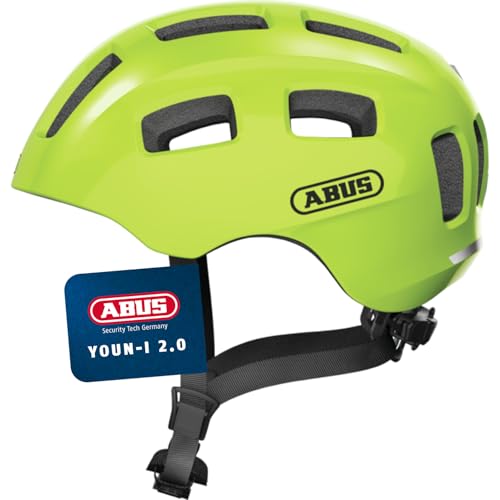 Sicher unterwegs mit dem ABUS Fahrradhelm Youn-I 2.0 - integriertes Licht für extra Sichtbarkeit - ideal für Kinder, Jugendliche und junge Erwachsene - Gelb, Größe S